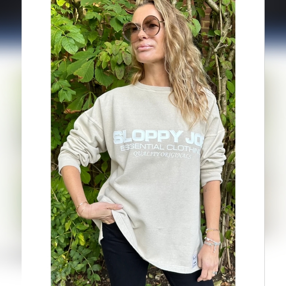 Sloppy Joe 100% Organic Cotton Embroidered Streetwear Crew Sweatshirt,‎ Size 3
